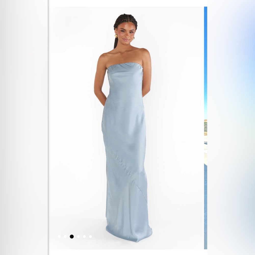 Taylor Tube Maxi Steel Blue Satin Show Me Your Mumu Dress
